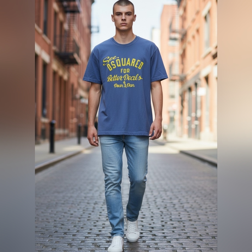 DSquared2 Italian Tee Shirt Graphic Exclusive One of a Kind Small Distressed
